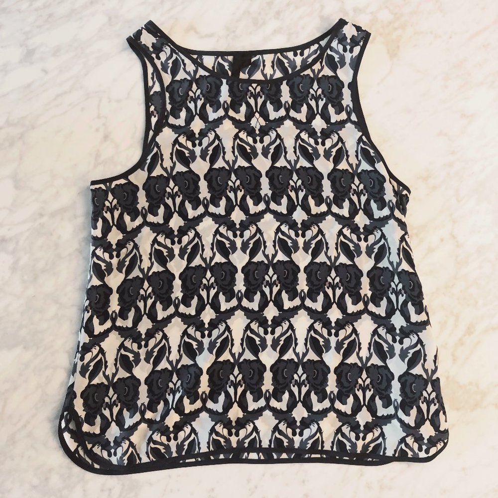 TOPSHOP BOUTIQUE Tank, White & Navy Blue